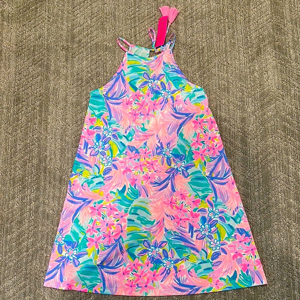 Floral Halter Dress in Pink and Blue